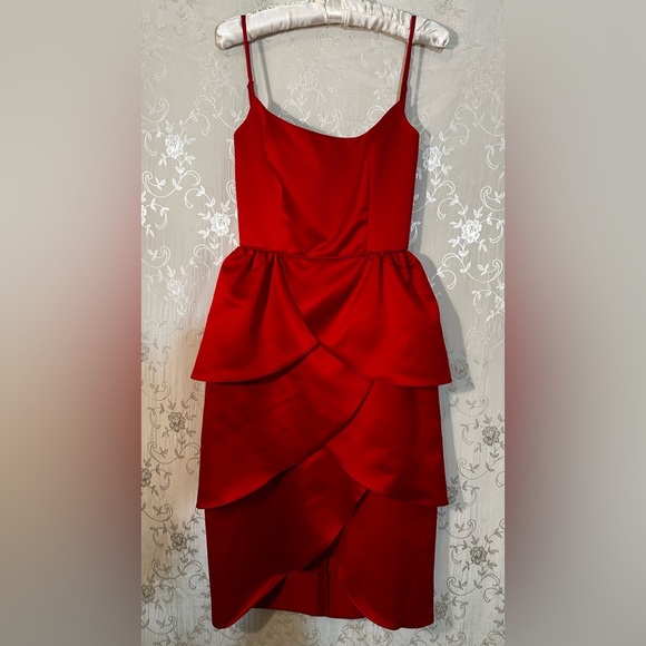 Betsey Johnson Red Tulip Layered Midi Dress – Size 2 (NWT, Vintage) - Picture 4 of 7